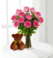 Pink Roses and Hugs with Vase