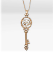 14K Rose Gold Over Sterling Silver Created White Sapphire Key Pendant